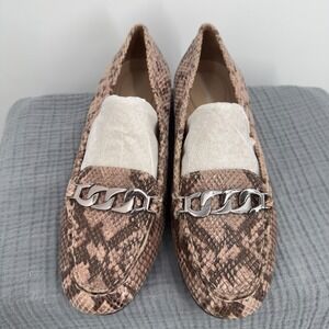 Snakeskin leather loafers Easy‎ Spirit Seantiria women's 9M chain detail chic